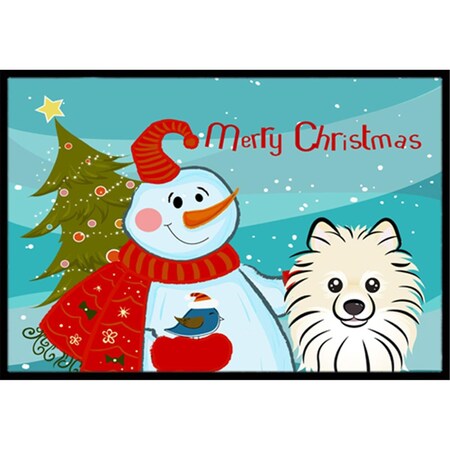 Carolines Treasures Snowman With Pomeranian Indoor and Outdoor Mat- 18 x 27 in. BB1827MAT
